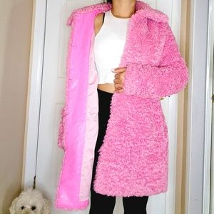 FUCHSIA FAUX SUEDE GUESSS E COAT